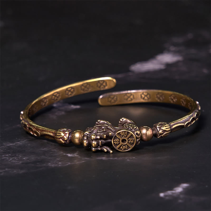 Buddha Stones Pi Xiu Carrying Coin Ingot Copper Brass Luck Wealth Bracelet Bangle - image 2
