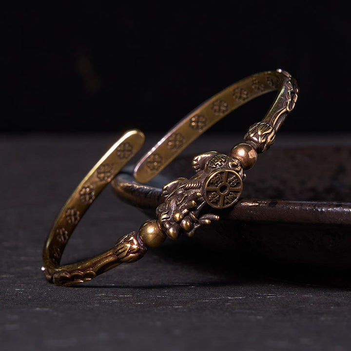 Buddha Stones Pi Xiu Carrying Coin Ingot Copper Brass Luck Wealth Bracelet Bangle - PiXiu Carrying Coin(Wrist Circumference: 14-15cm) - image 1