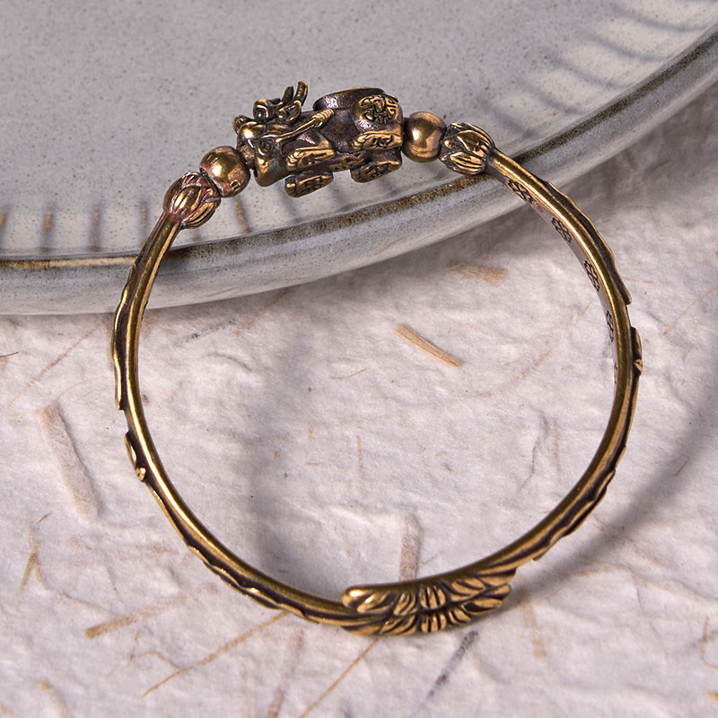 Buddha Stones Pi Xiu Carrying Coin Ingot Copper Brass Luck Wealth Bracelet Bangle - image 10