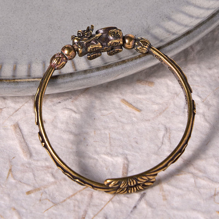 Buddha Stones Pi Xiu Carrying Coin Ingot Copper Brass Luck Wealth Bracelet Bangle - image 10