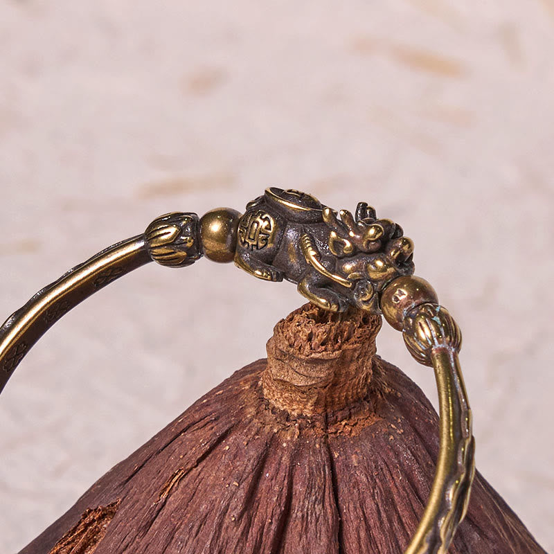 Buddha Stones Pi Xiu Carrying Coin Ingot Copper Brass Luck Wealth Bracelet Bangle - image 11