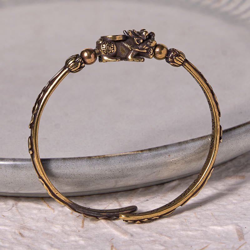 Buddha Stones Pi Xiu Carrying Coin Ingot Copper Brass Luck Wealth Bracelet Bangle - image 4