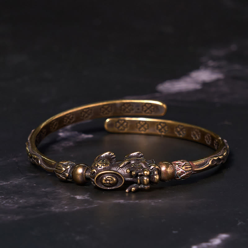 Buddha Stones Pi Xiu Carrying Coin Ingot Copper Brass Luck Wealth Bracelet Bangle - image 8