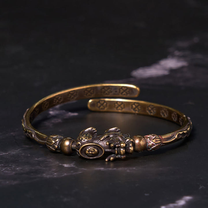 Buddha Stones Pi Xiu Carrying Coin Ingot Copper Brass Luck Wealth Bracelet Bangle - image 8