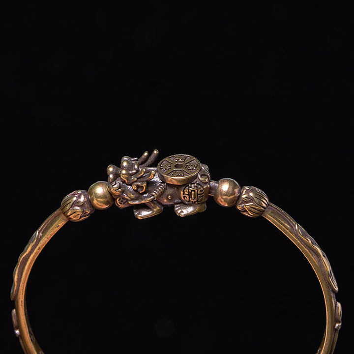 Buddha Stones Pi Xiu Carrying Coin Ingot Copper Brass Luck Wealth Bracelet Bangle - image 3