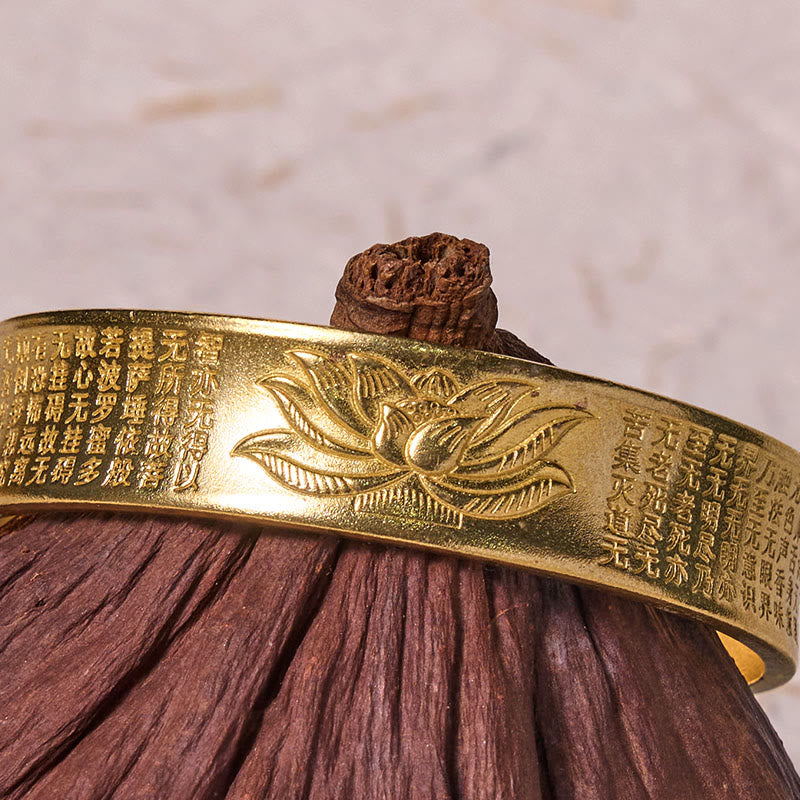 Buddha Stones Heart Sutra Lotus Flower Copper Brass Peace Cuff Bracelet Bangle - image 10