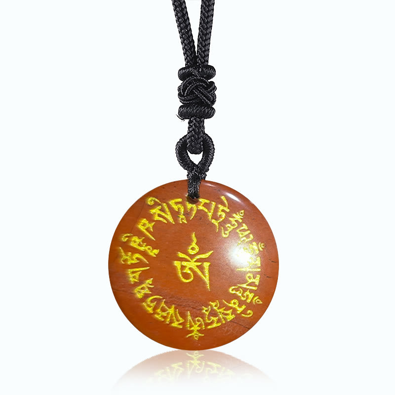 Buddha Stones Fortune-gathering Mantra Natural Various Crystal Black Obsidian Fulfilment Necklace Pendant - Red Stone - image 9