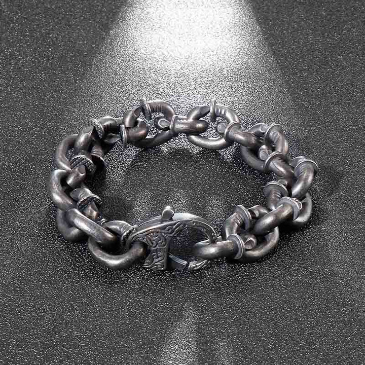 Buddha Stones Square Rivets Titanium Steel Good Luck Balance Bracelet