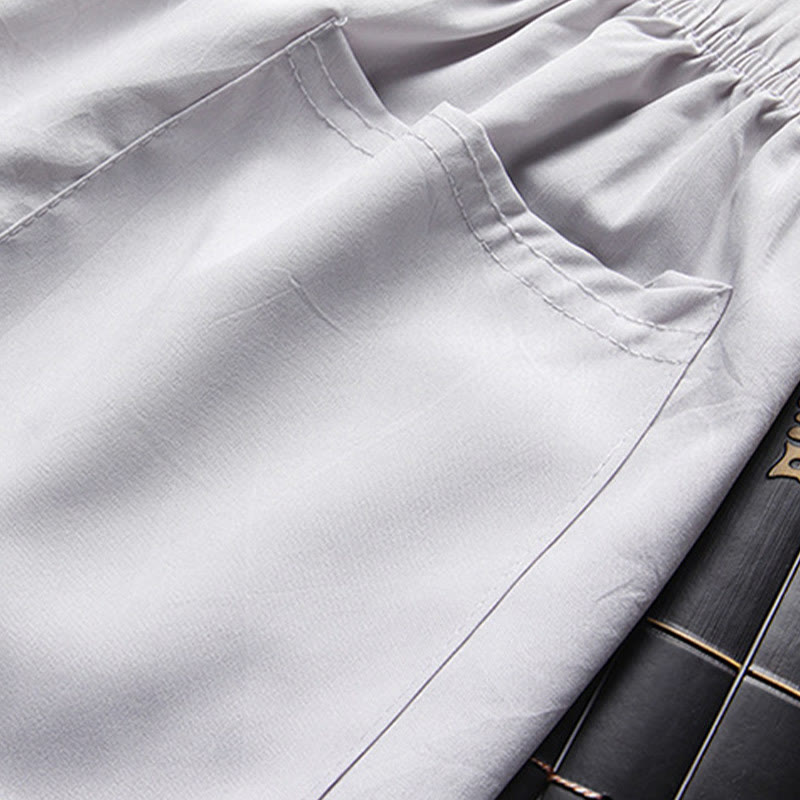 Buddha Stones Chinese New Year Embroidered Dragon Frog-button Tang Suit Hanfu Traditional Uniform Long Sleeve Top Pants Clothing Men's Set - image 11