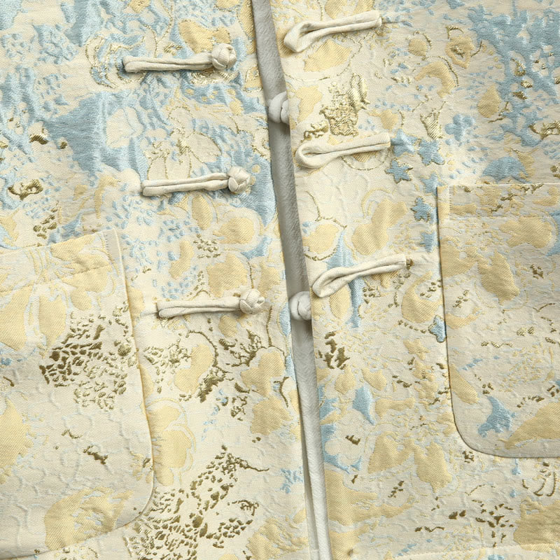 Buddha Stones Chinese New Year Jacquard Embroidery Frog-button Tang Suit Men's Jacket Shirt With Pockets - image 3