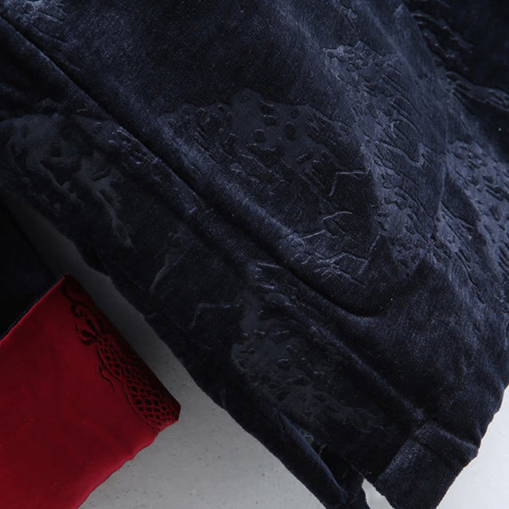 Buddha Stones Chinese New Year Landscape Print Handmade Frog-button Tang Suit Men's Jacket Shirt With Pockets - image 9