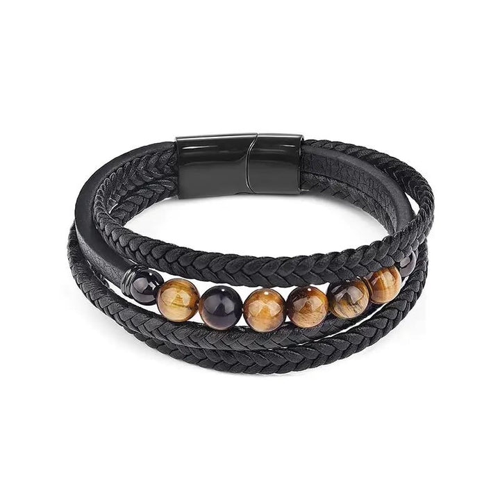 Buddha Stones Tiger Eye Stone Protection Leather Bracelet - image 11