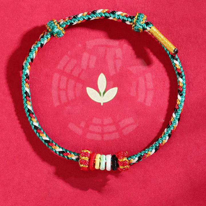 Buddha Stones Five Elements Colorful String Completeness Knot Reef Knot Braid Luck Bracelet