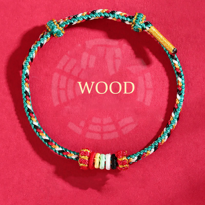 Buddha Stones Five Elements Colorful String Completeness Knot Reef Knot Braid Luck Bracelet