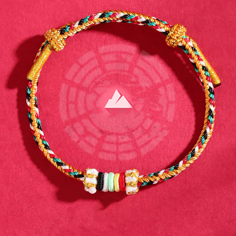 Buddha Stones Five Elements Colorful String Completeness Knot Reef Knot Braid Luck Bracelet