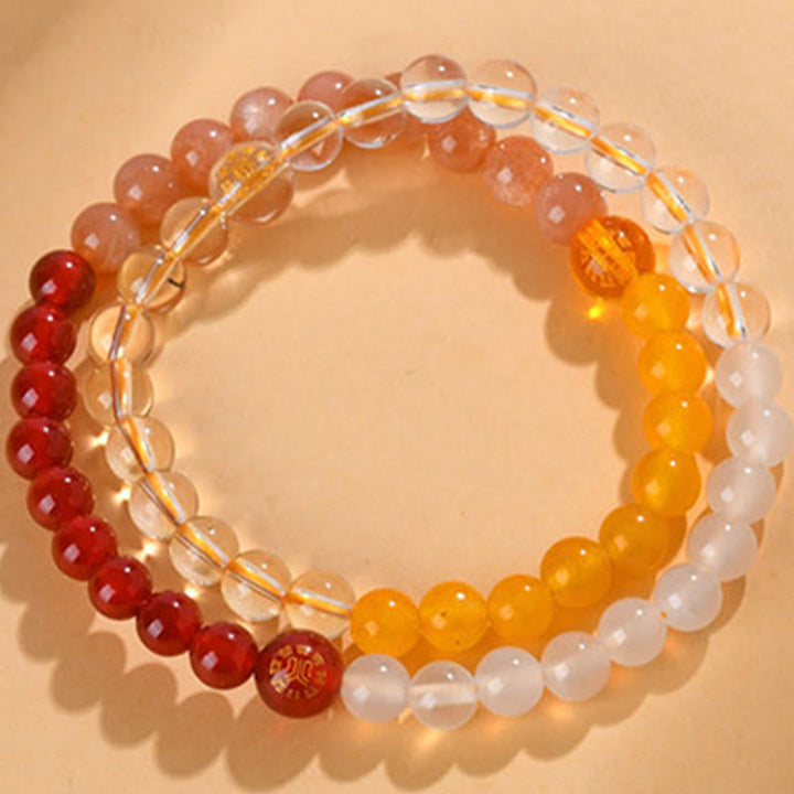 Buddha Stones Five Elements Various Crystal Agate Strawberry Quartz Wisdom Bracelet - image 25