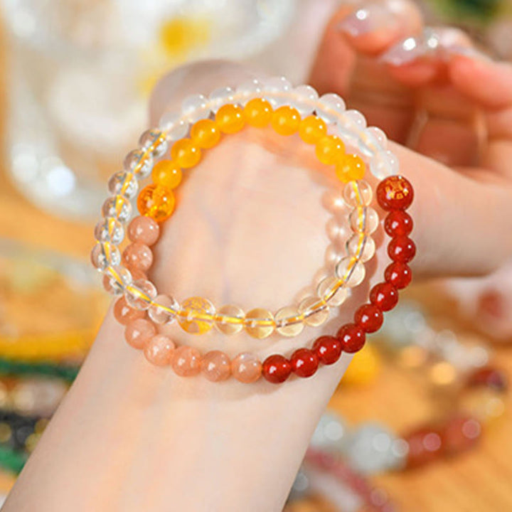 Buddha Stones Five Elements Various Crystal Agate Strawberry Quartz Wisdom Bracelet - image 26