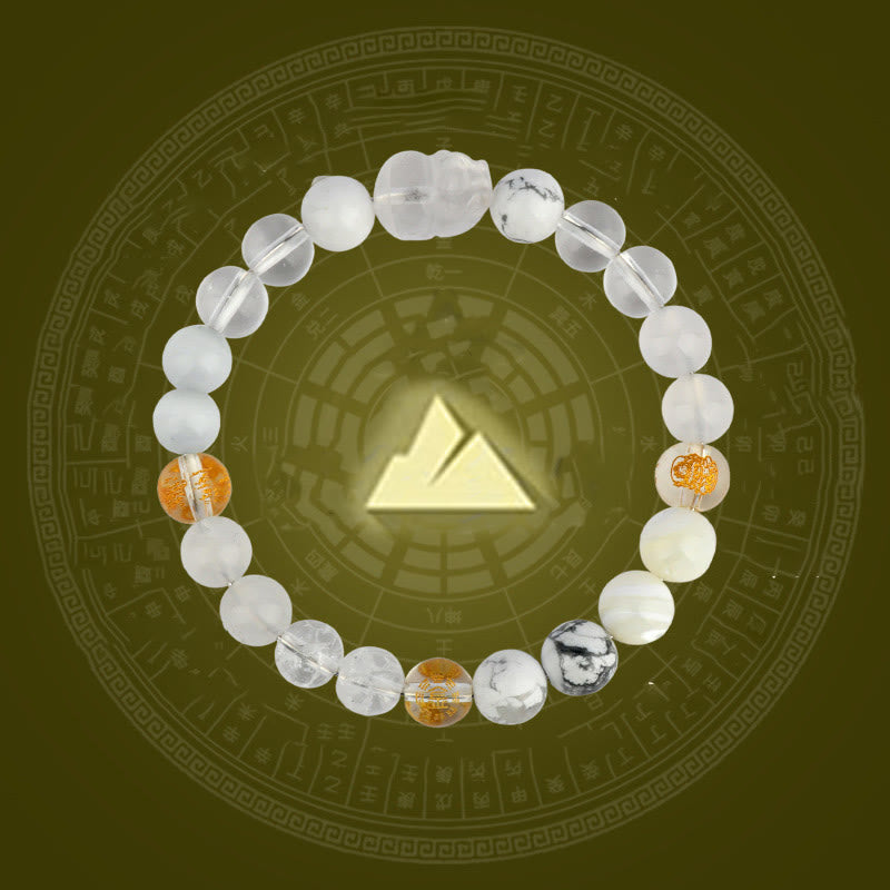 Buddha Stones Five Elements Various Crystal Agate Pixiu Wealth Bracelet