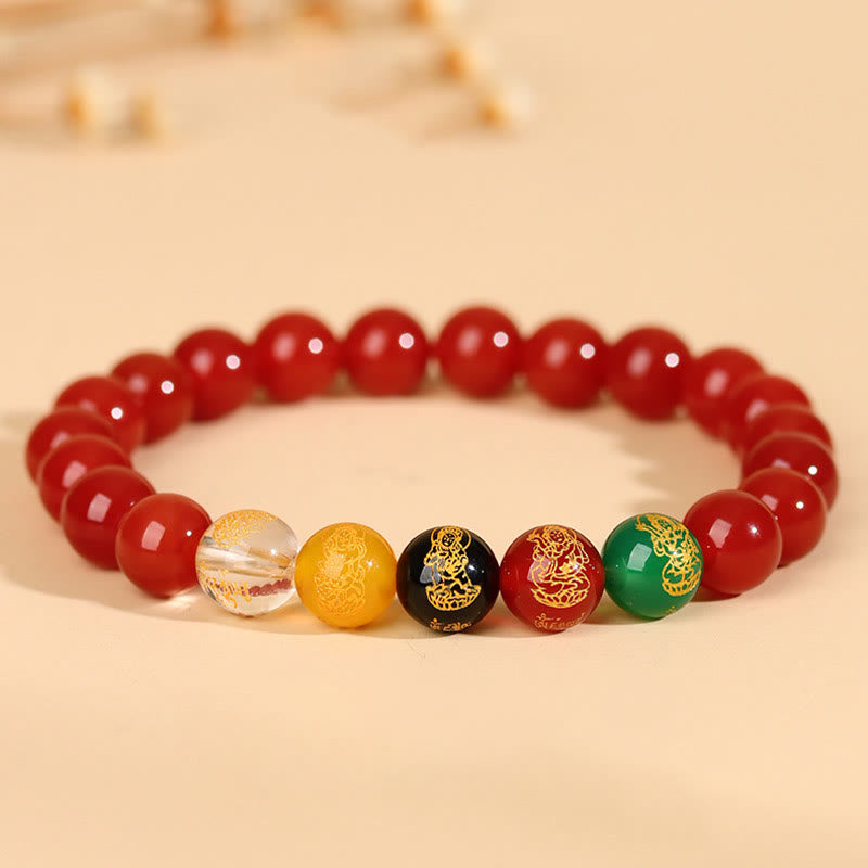 Buddha Stones Five Elements Various Agate Jambhala Luck Bracelet