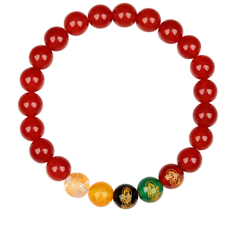 Buddha Stones Five Elements Various Agate Jambhala Luck Bracelet