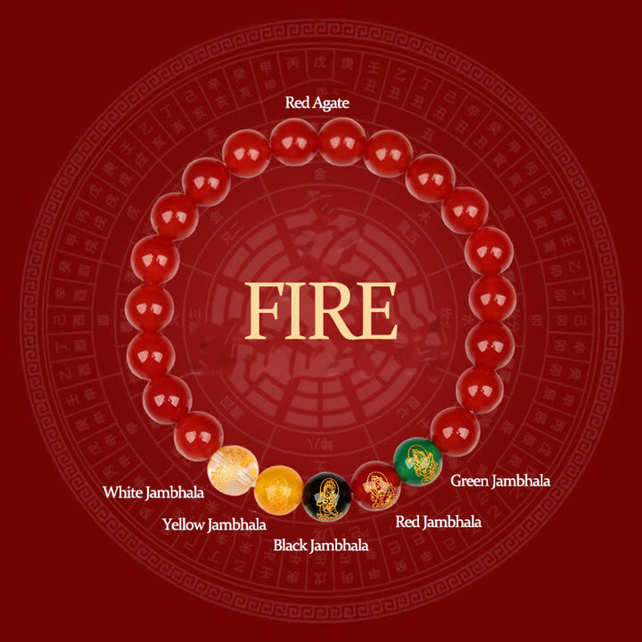 Buddha Stones Five Elements Various Agate Jambhala Luck Bracelet - Fire(Wrist Circumference: 14-16cm) - image 13