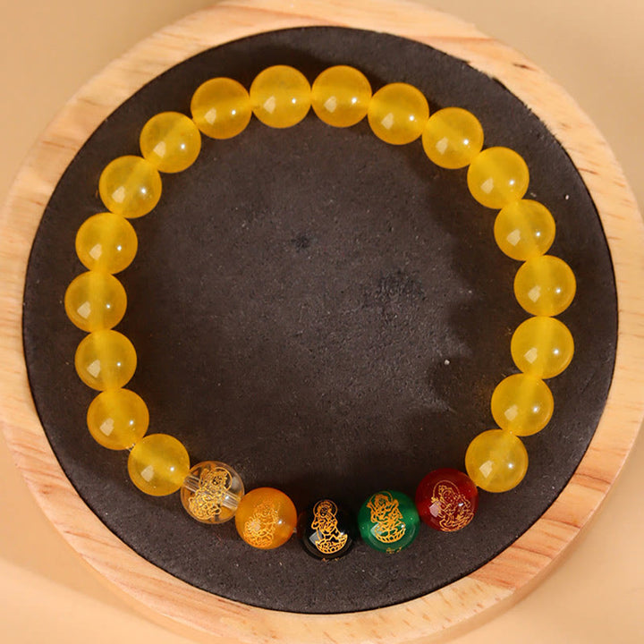 Buddha Stones Five Elements Various Agate Jambhala Luck Bracelet