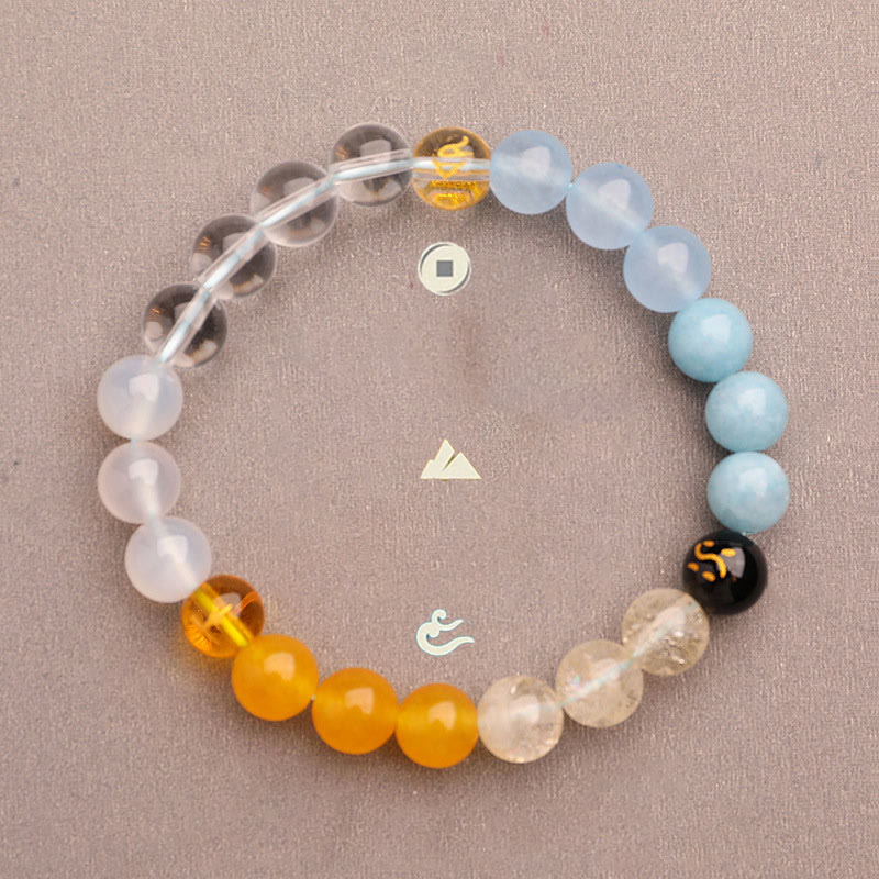 Buddha Stones Five Elements Various Agate Crystal Sun Stone Wisdom Bracelet - image 16