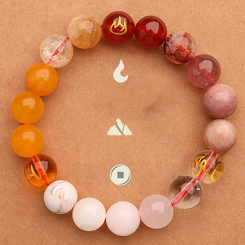 Buddha Stones Five Elements Various Agate Crystal Sun Stone Wisdom Bracelet