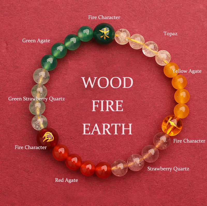 Buddha Stones Five Elements Various Agate Crystal Sun Stone Wisdom Bracelet