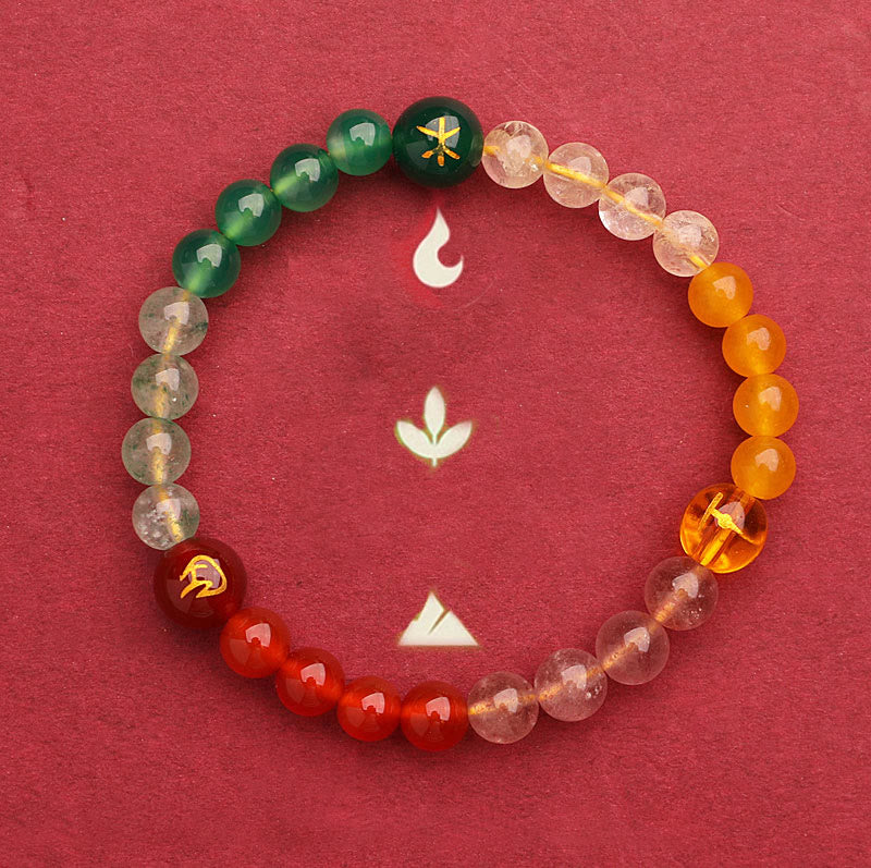 Buddha Stones Five Elements Various Agate Crystal Sun Stone Wisdom Bracelet