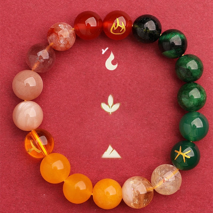 Buddha Stones Five Elements Various Agate Crystal Sun Stone Wisdom Bracelet - image 39