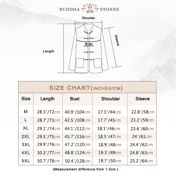 Buddha Stones Men's Tang Long Sleeve Shirt Frog Button With Pocket Stand Collar Comfort Linen Shirt - image 4