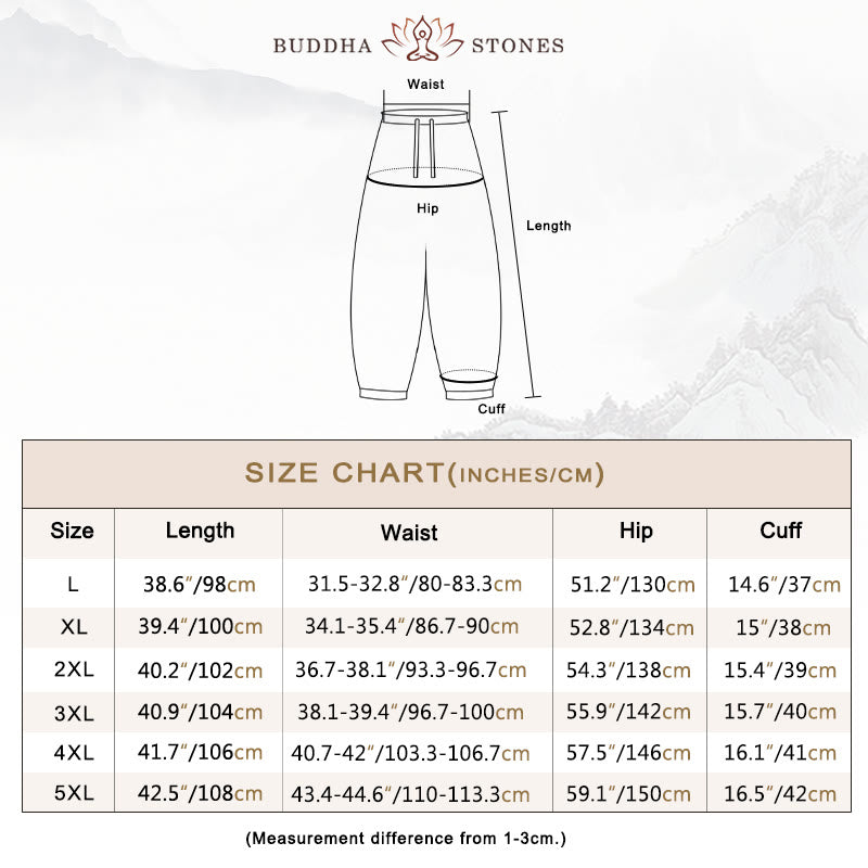 Buddha Stones Casual Simple Drawstring Men's Cotton Harem Pants With Pockets - image 4
