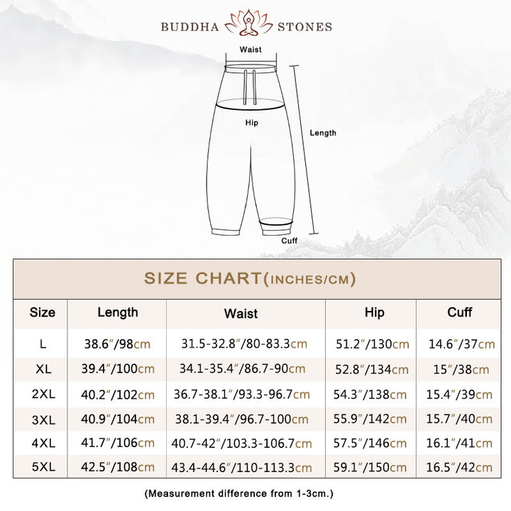 Buddha Stones Casual Simple Drawstring Men's Cotton Harem Pants With Pockets - image 4