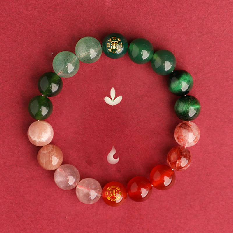 Buddha Stones Five Elements Various Agate Crystal Black Onyx Green Chalcedony Aquamarine Wisdom Bracelet - image 50