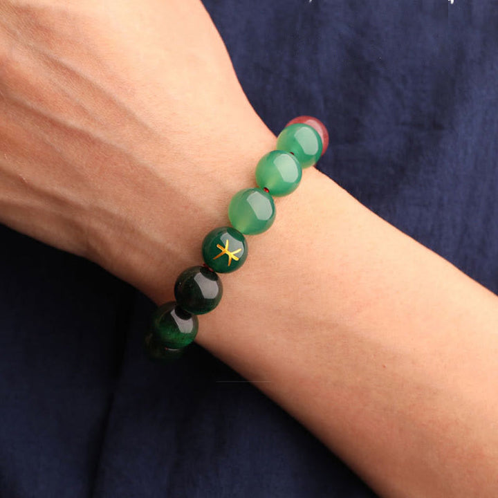 Buddha Stones Five Elements Various Agate Crystal Black Onyx Green Chalcedony Aquamarine Wisdom Bracelet - image 54