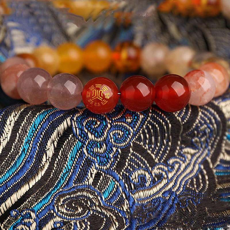 Buddha Stones Five Elements Various Agate Crystal Black Onyx Green Chalcedony Aquamarine Wisdom Bracelet - image 43