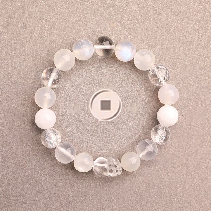 Buddha Stones Five Elements Various Agate Crystal Green Strawberry Quartz Moss Agate Green Phantom Luck Bracelet - image 42