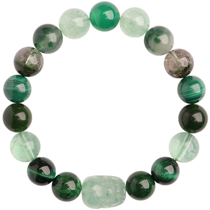 Buddha Stones Five Elements Various Agate Crystal Green Strawberry Quartz Moss Agate Green Phantom Luck Bracelet - image 20