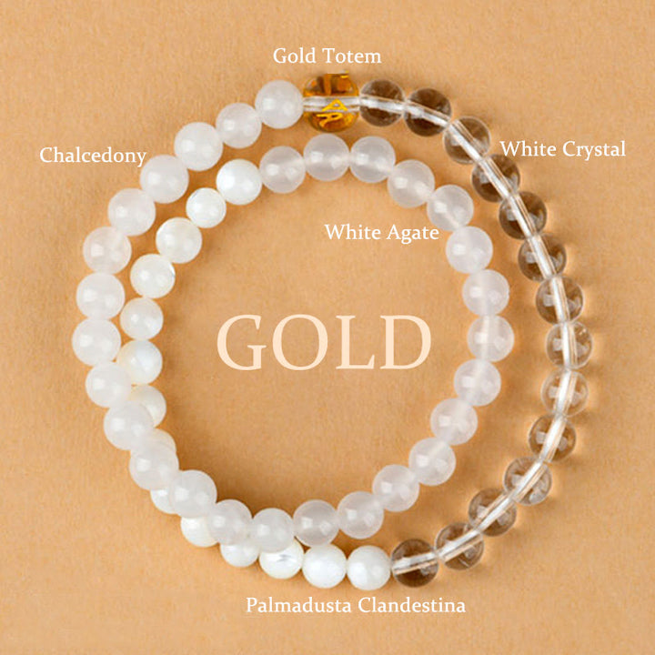 Buddha Stones Five Elements Various Agate Crystal Chalcedony White Crystal White Agate Luck Bracelet