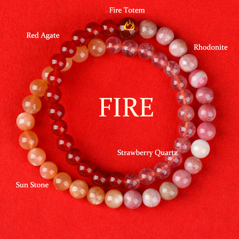 Buddha Stones Five Elements Various Agate Crystal Chalcedony White Crystal White Agate Luck Bracelet - Fire(Wrist Circumference: 14-16cm) - image 23