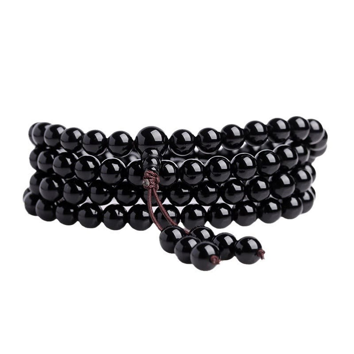 Buddha Stones 108 Mala Beads Black Obsidian lce Obsidian Fulfilment Bracelet