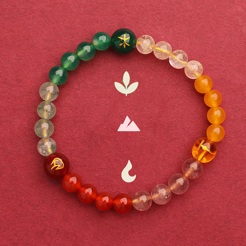 Buddha Stones Five Elements Various Agate Crystal Green Strawberry Quartz Sun Stone Wealth Bracelet - image 3