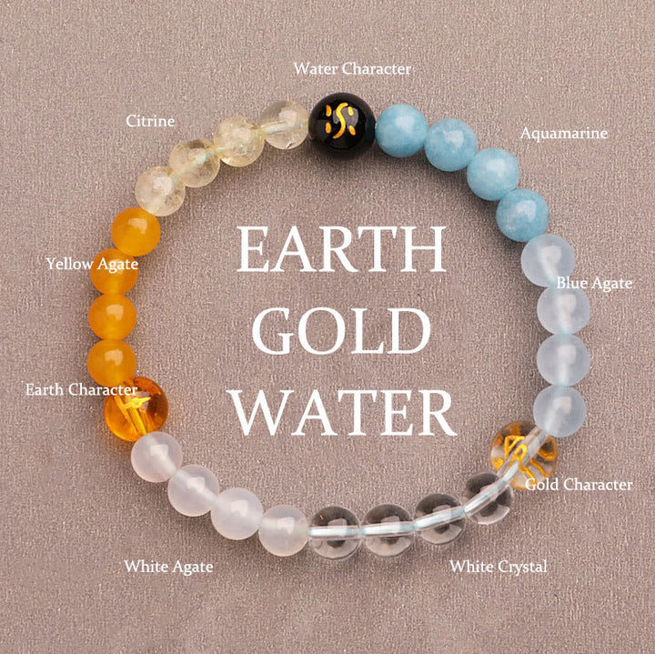 Buddha Stones Five Elements Various Agate Crystal Green Strawberry Quartz Sun Stone Wealth Bracelet