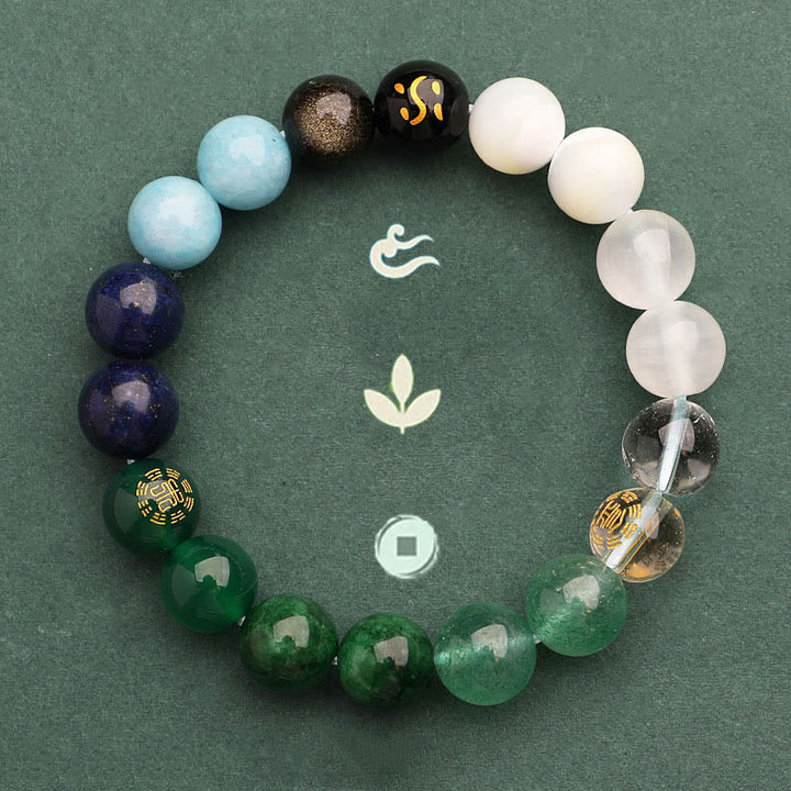 Buddha Stones Five Elements Various Agate Crystal Green Strawberry Quartz Sun Stone Wealth Bracelet - image 49