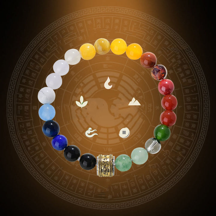 Buddha Stones Five Elements Various Agate Crystal Red Agate Gold Sheen Obsidian Yellow Agate Luck Bracelet