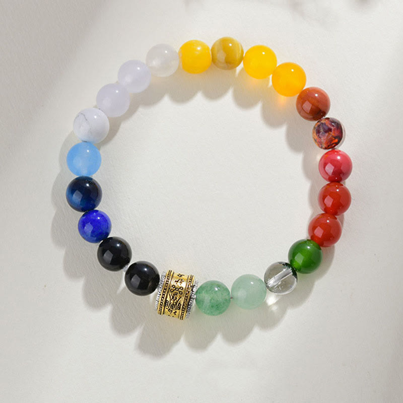 Buddha Stones Five Elements Various Agate Crystal Red Agate Gold Sheen Obsidian Yellow Agate Luck Bracelet