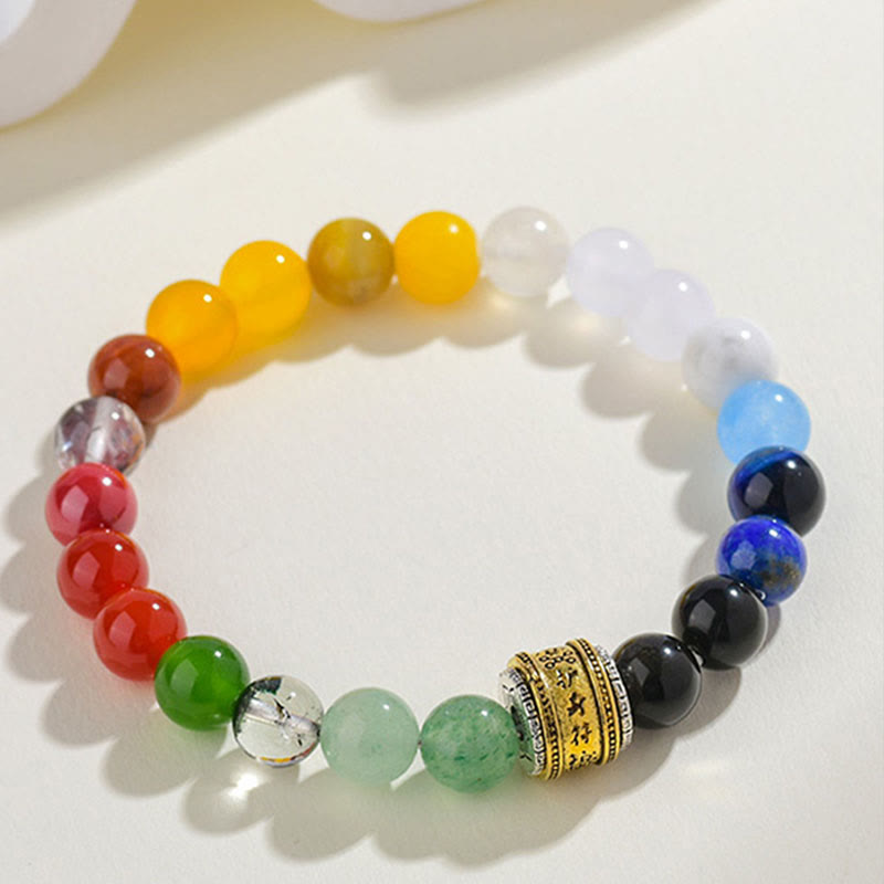 Buddha Stones Five Elements Various Agate Crystal Red Agate Gold Sheen Obsidian Yellow Agate Luck Bracelet