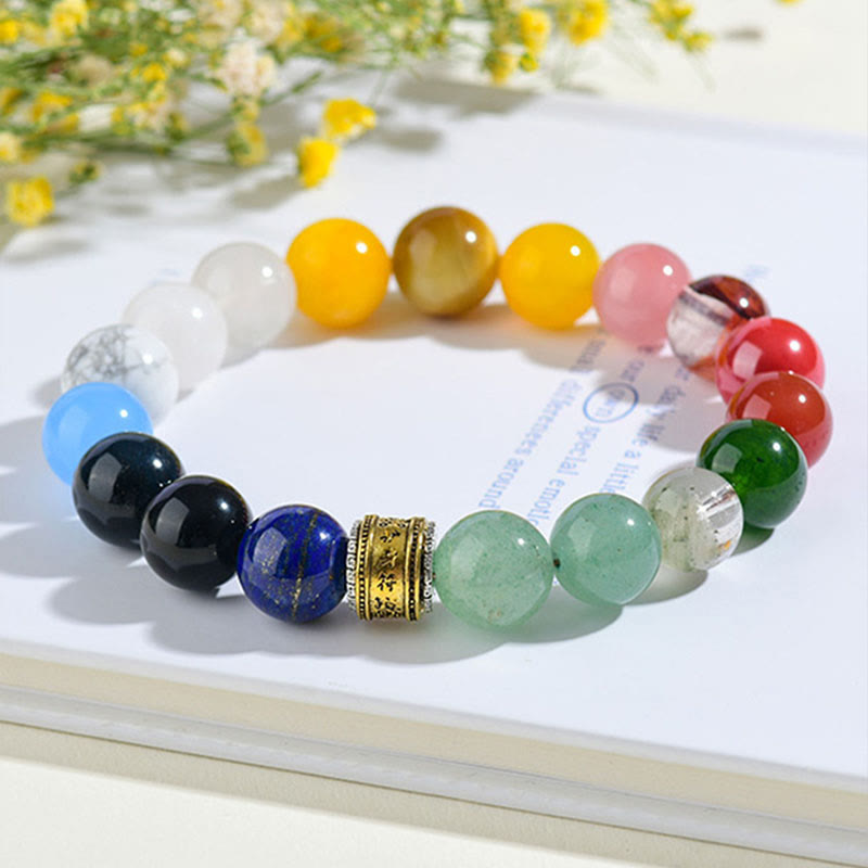 Buddha Stones Five Elements Various Agate Crystal Red Agate Gold Sheen Obsidian Yellow Agate Luck Bracelet - image 15