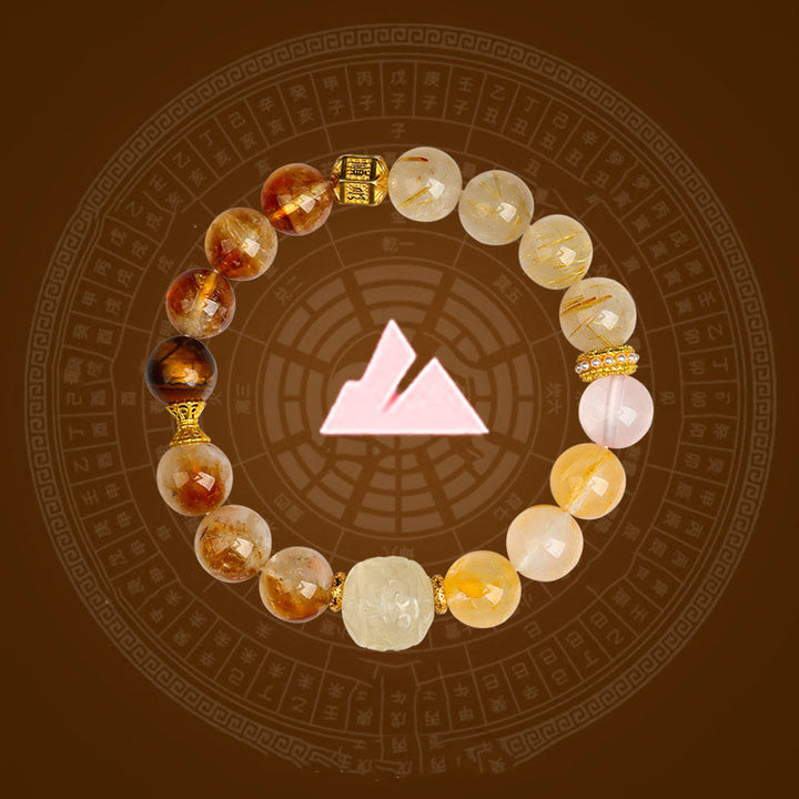 Buddha Stones Five Elements Various Agate Crystal Green Phantom Rutilated Quartz Green Grape Agate Malachite Luck Bracelet - image 23